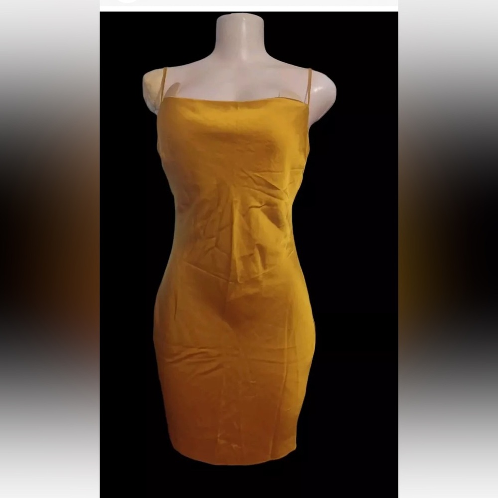 Express Satin Midi Dress Yellow Size S